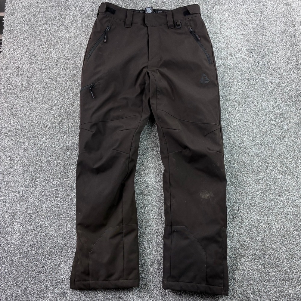 Gerry Snow Pants Mens Small Brown Insulated Ski Cargo Pockets Adjustable Waist